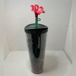 - Starbucks 2022 Holiday Tumbler W/ Flower Straw Topper